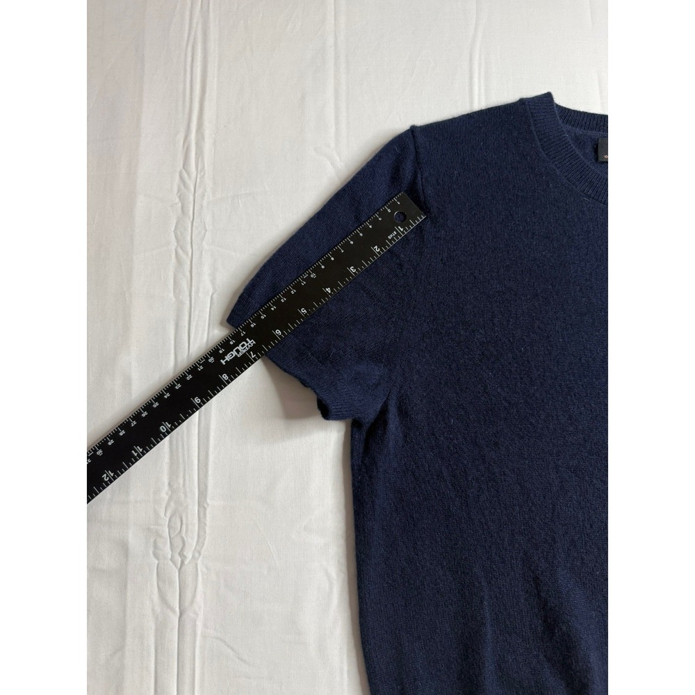 Quince 100% Mongolian Cashmere Sweater Tee Womens L Navy Blue Short Sleeve - Picture 8 of 8